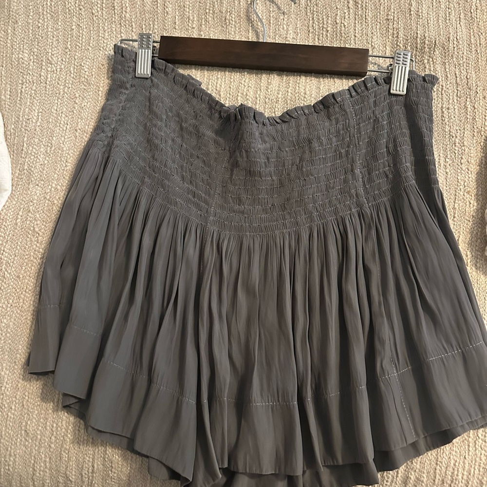 Gray Smocked Shorts